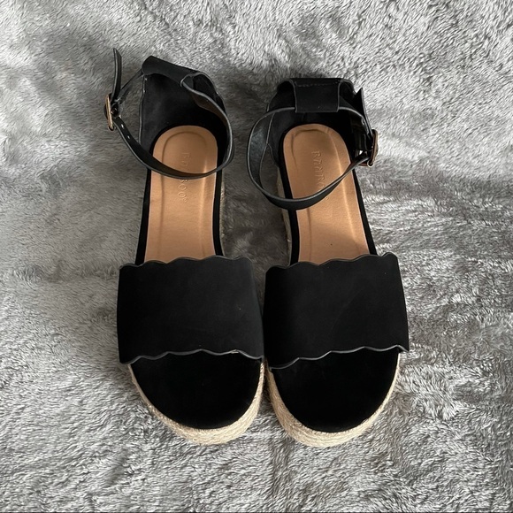 Bamboo Scallop Edged Band Platform Espadrilles 7.5 - Picture 2 of 13